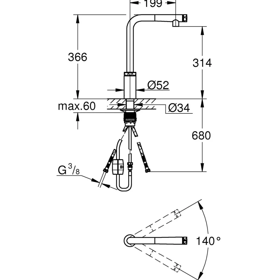 Köksblandare Grohe Minta SmartControl 31613 med Utragbar Pip
