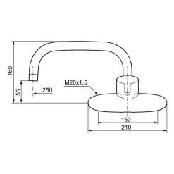 Köksblandare Mora MMIX W5 Vägghängd med Överliggande Pip160 cc