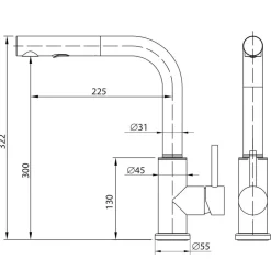 Köksblandare Strand Stainless Solid SO-1403 med Utdragbar Pip