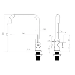 Köksblandare Strand Stainless INOX-S1111 Rostfritt Stål med Diskmaskinsavstängning
