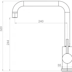 Köksblandare Strand Stainless Solid SO-1008E Rostfri Engreppsblandare Svängbar Pip