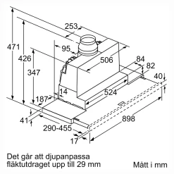 Köksfläkt Siemens LI97RB531 iQ300 Underbyggd Frånluft/Kolfilterfläkt i Rostfritt Stål