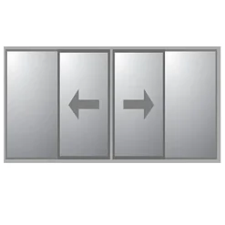 Kombiparti Dörrar Novoroom Extreme 3-glas 2 Skjutbara & 2 Fasta
