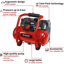 Kompressor Einhell TE-AC 36/6/8 Li OF Set-Solo