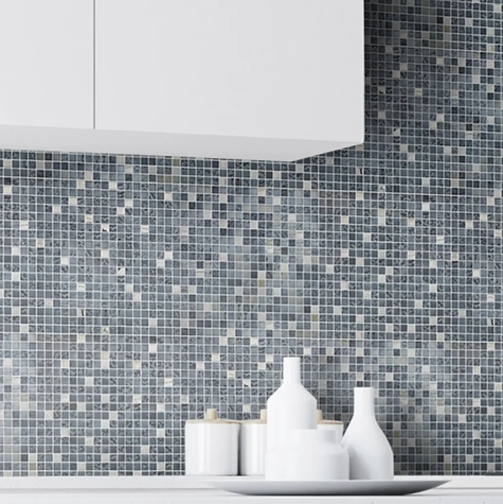 Kristalmosaik Arredo Blank Exclusive Stone Svart/Krom 1,5x1,5 cm