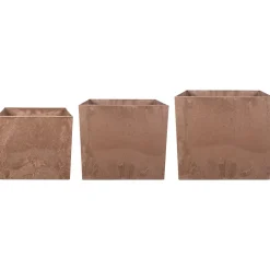 Kruka ArtStone Maud Fyrkantig Set Med 3 Storlekar Brun