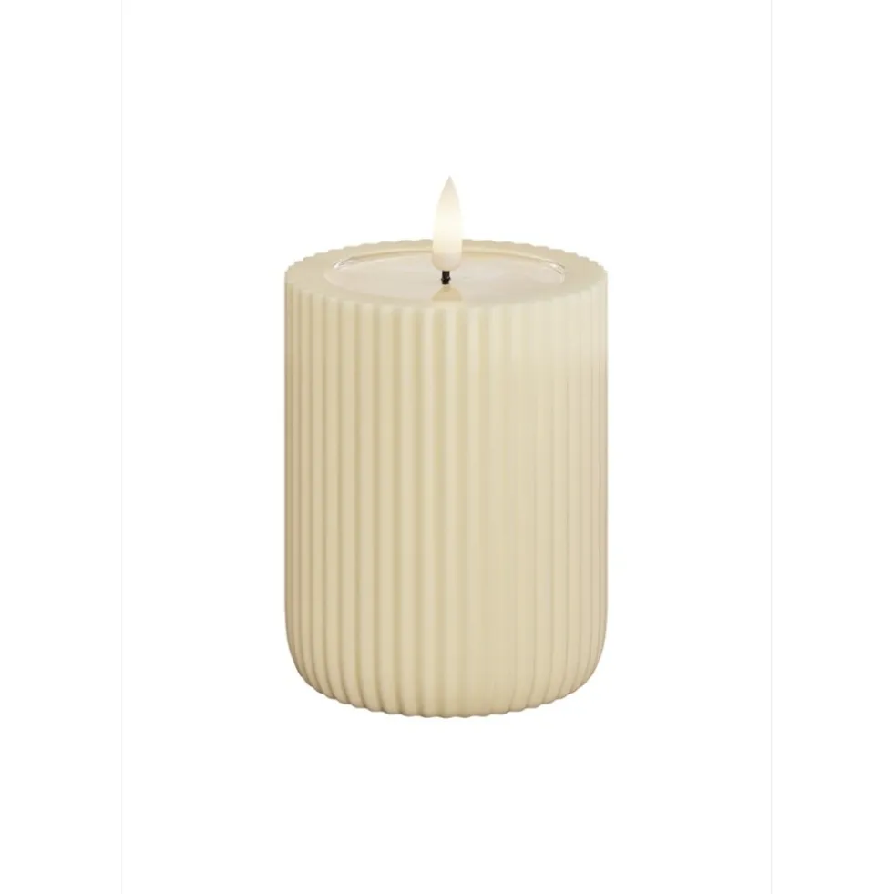 LED-Blockljus UNIQUE Candles Stripe 8x10 cm