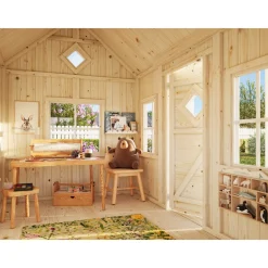 Lekstuga Palmako Jennie 3,7 m² Trästuga med Altan & Sadeltak