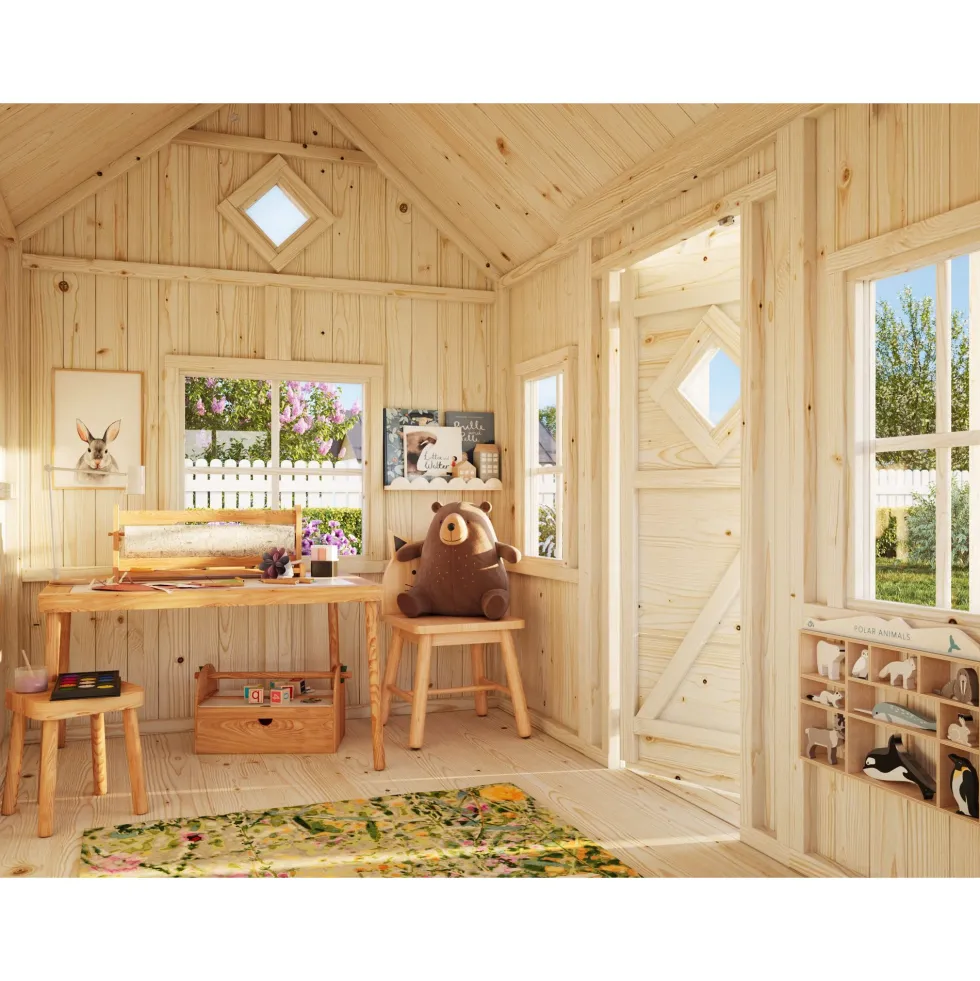 Lekstuga Palmako Jennie 3,7 m² Trästuga med Altan & Sadeltak