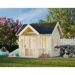 Lekstuga Palmako Jennie 3,7 m² Trästuga med Altan & Sadeltak