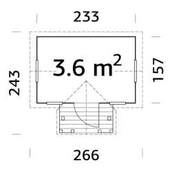 Lekstuga Palmako Jennie 3,7 m² Trästuga med Altan & Sadeltak