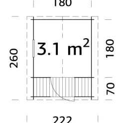 Lekstuga Palmako Stina 3,1 m² Trästuga med Altan