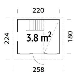 Lekstuga Palmako Tom 3,8 m2Obehandlad