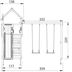 Lektorn Jungle Gym Cabin 2.1 Gungmodul & Grön Rutschkana