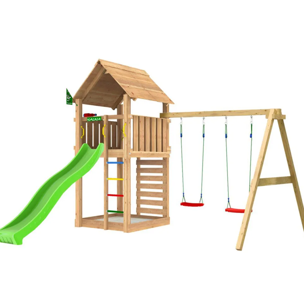 Lektorn Jungle Gym Cabin 2.1 Gungmodul & Grön Rutschkana
