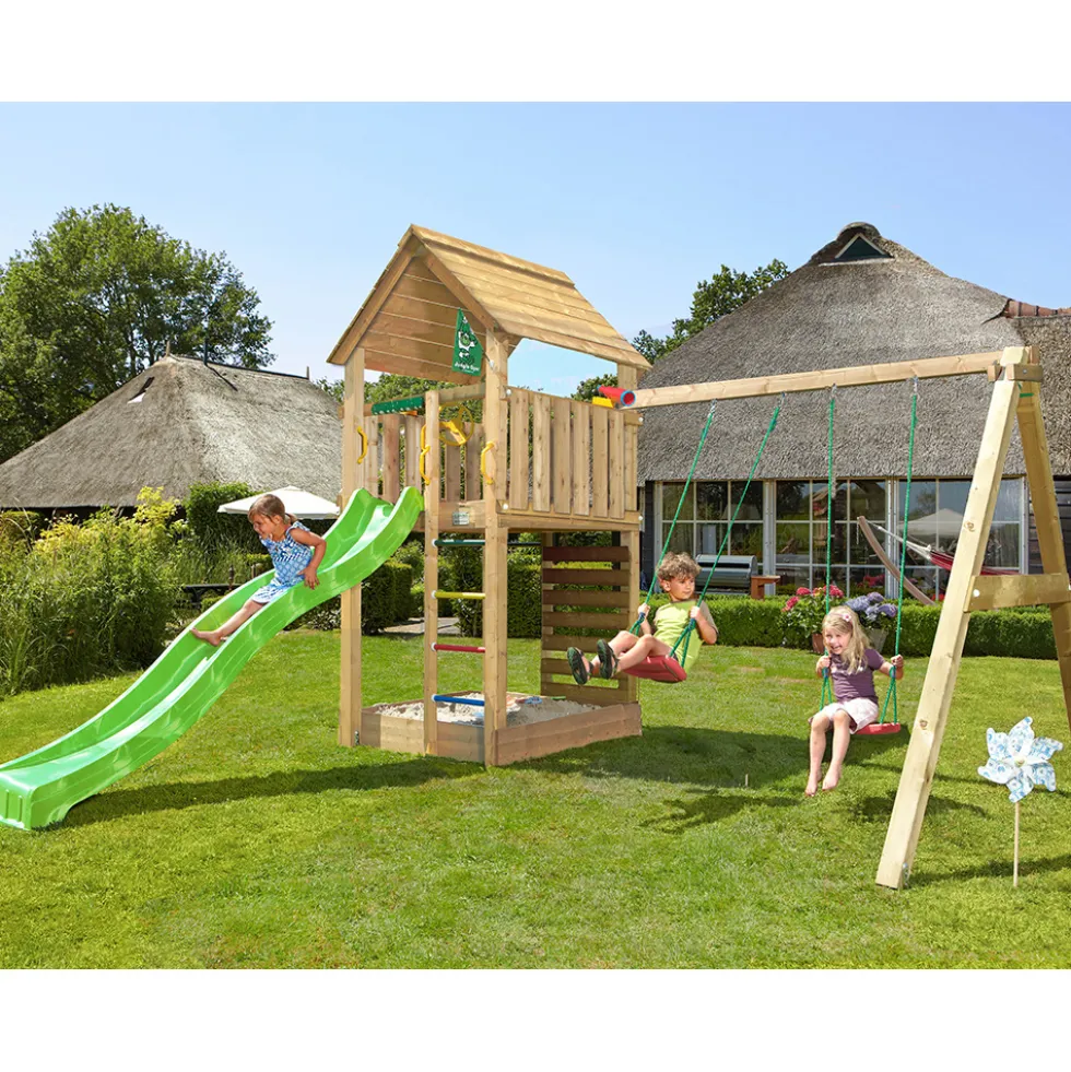 Lektorn Jungle Gym Cabin 2.1 Gungmodul & Grön Rutschkana