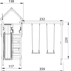 Lektorn Jungle Gym Cabin 2.1 Gungmodul Grön Rutschkana & Sand