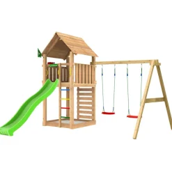 Lektorn Jungle Gym Cabin 2.1 Gungmodul Grön Rutschkana & Sand