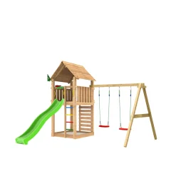 Lektorn Jungle Gym Cabin 2.1 Gungmodul Grön Rutschkana & Sand