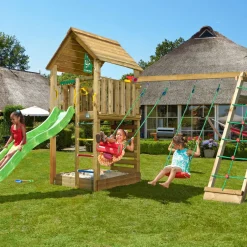 Lektorn Jungle Gym Cabin 2.1 Klättermodul Grön Rutschkana