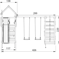 Lektorn Jungle Gym Cabin 2.1 Klättermodul Grön Rutschkana