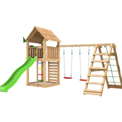Lektorn Jungle Gym Cabin 2.1 Klättermodul Grön Rutschkana