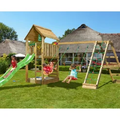 Lektorn Jungle Gym Cabin 2.1 Klättermodul Grön Rutschkana