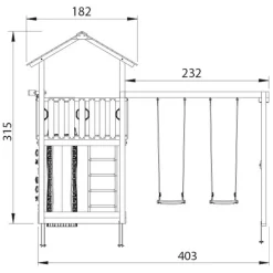 Lektorn Jungle Gym Chalet 2.1 Swing Modul Blå Rutschkana