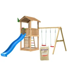 Lektorn Jungle Gym Cottage 2.1 Gungmodul Blå Rutschkana & Sand