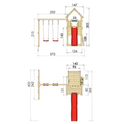 Lektorn Jungle Gym Cubby Komplett Inkl Swing Modul X'tra, 120 kg Sand och RutschkanaGrön