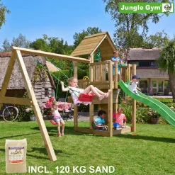 Lektorn Jungle Gym Cubby Komplett Inkl Swing Modul X'tra, 120 kg Sand och RutschkanaGrön