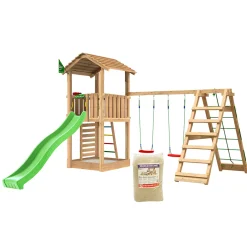 Lektorn Jungle Gym Mansion 2.1 Klättermodul Grön Rutschkana & Sand