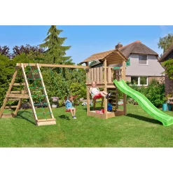 Lektorn Jungle Gym Mansion 2.1 Klättermodul Grön Rutschkana & Sand