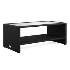 Loungebord Comfort Garden Bahamas Soffbord med hylla Utomhus 113 cm Konstrotting