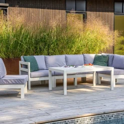 Loungebord Utomhus Eden Wood Ransvik Greige 77x138x55 cm Svensk Norrlandsfuru FSC