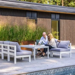 Loungebord Utomhus Eden Wood Ransvik Greige 77x138x55 cm Svensk Norrlandsfuru FSC