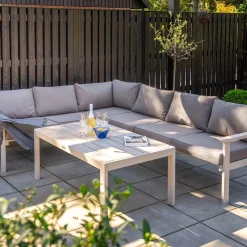 Loungebord Utomhus Eden Wood Ransvik Greige 77x138x55 cm Svensk Norrlandsfuru FSC