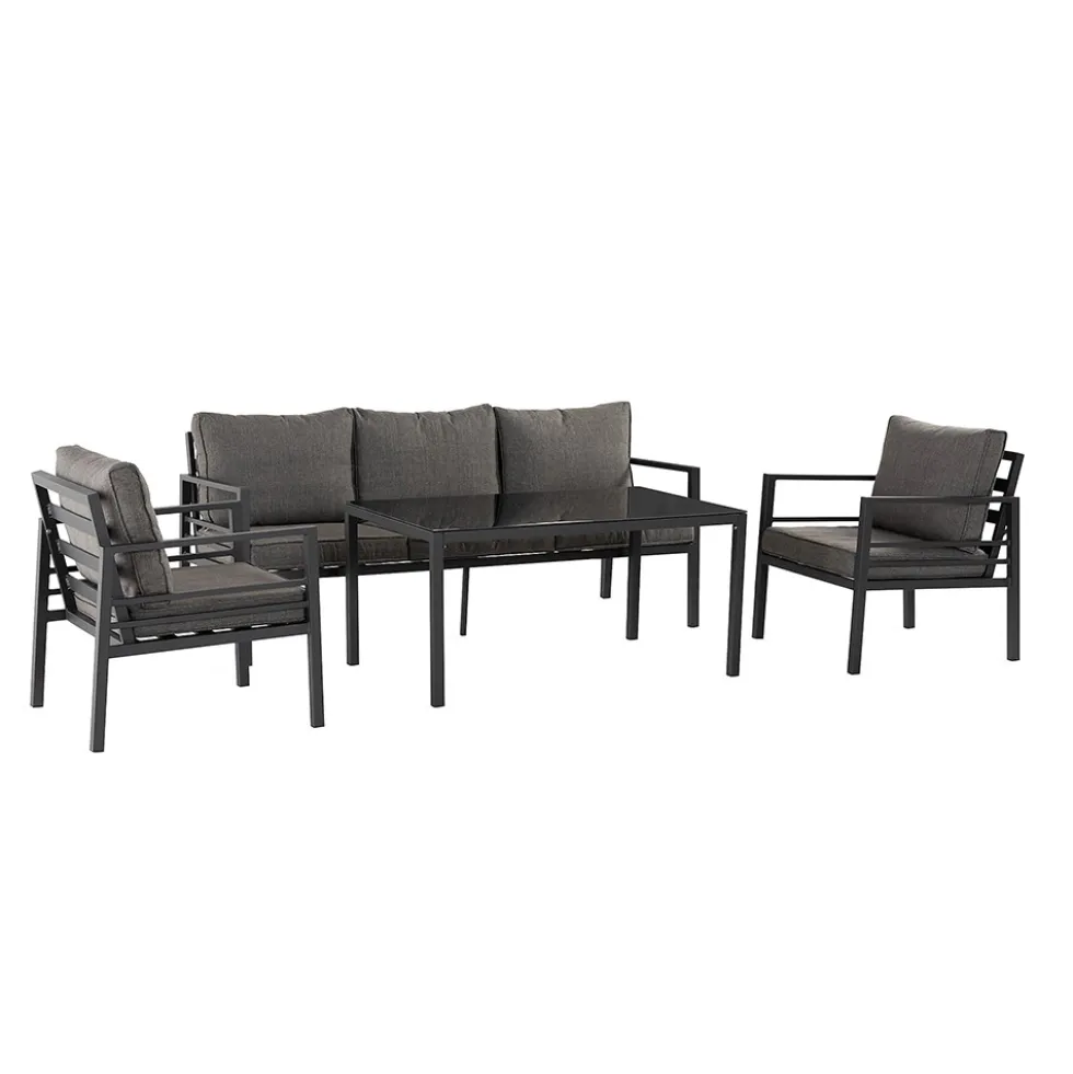 Loungegrupp Comfort Garden Ariany Utemöbler i Svart Aluminium