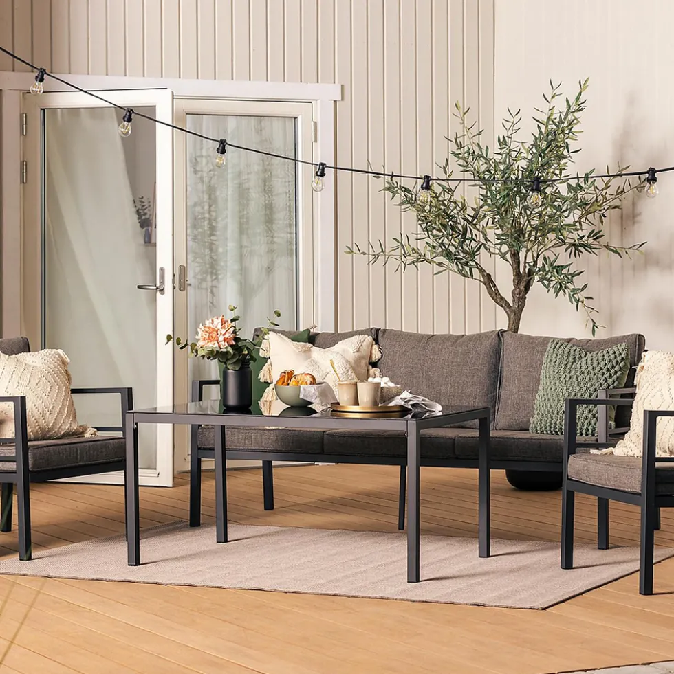Loungegrupp Comfort Garden Ariany Utemöbler i Svart Aluminium