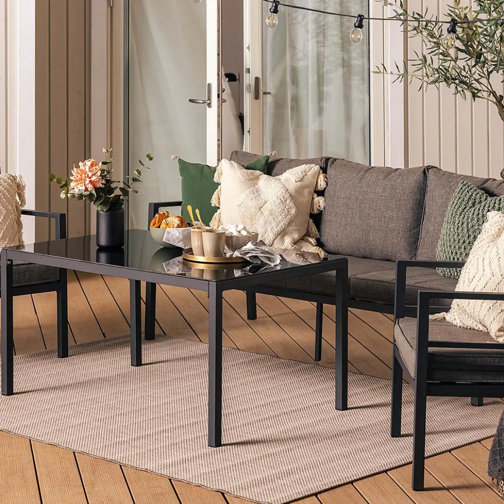 Loungegrupp Comfort Garden Ariany Utemöbler i Svart Aluminium