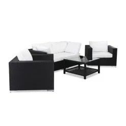 Loungegrupp Comfort Garden Bahamas 4-sits med 2 Fåtöljer och Bord 75x75 UtomhusSvart