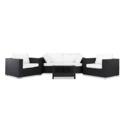 Loungegrupp Comfort Garden Bahamas 4-sits med 2 Fåtöljer och Bord 75x75 UtomhusSvart