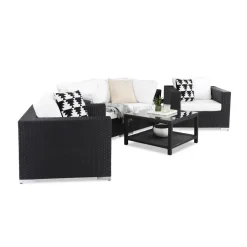 Loungegrupp Comfort Garden Bahamas 4-sits med 2 Fåtöljer och Bord 75x75 UtomhusSvart