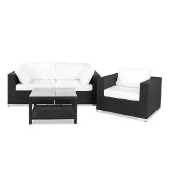 Loungegrupp Comfort Garden Bahamas 3-sits med Utebord 75x75 och Utefåtölj Utomhus