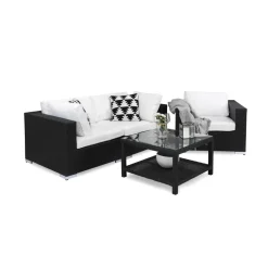 Loungegrupp Comfort Garden Bahamas 3-sits med Utebord 75x75 och Utefåtölj Utomhus