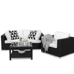 Loungegrupp Comfort Garden Bahamas 3-sits med Utebord 75x75 och Utefåtölj Utomhus