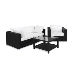 Loungegrupp Comfort Garden Bahamas 3-sits med Utebord 75x75 och Utefåtölj Utomhus