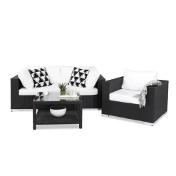 Loungegrupp Comfort Garden Bahamas 3-sits med Utebord 75x75 och Utefåtölj Utomhus