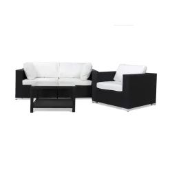Loungegrupp Comfort Garden Bahamas 3-sits med Utebord 75x75 och Utefåtölj Utomhus
