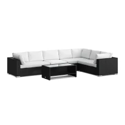 Loungegrupp Comfort Garden Bahamas L-formad utesoffa vänster, 7-sits med bord och hylla